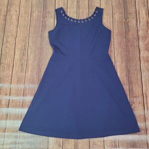 Ivanka Trump Dress Womens 10 Navy Blue Fit & Flare Knee Length